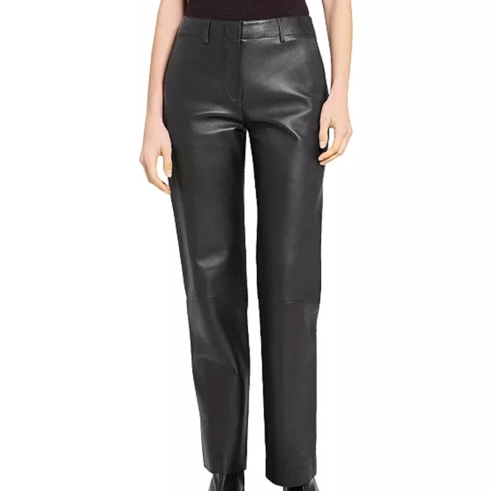 Theory Classic Straight Pant in Deep Forest Leather
